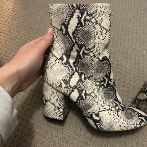 Madden Girl Black and White Snakeskin Ankle Boots